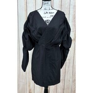 PrettyLittleThing Women's Size 12 Black Off The Shoulder Ruched Bodycon‎ Dress